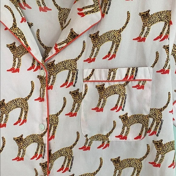 Bouffants & Broken Hearts Women’s Pink Cheetah in Heels Pajama Set Size Medium - Picture 3 of 10